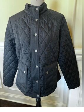 Ava & Viv Black Quilted Water Repellent Utility Jacket FITS LIKE LARGE